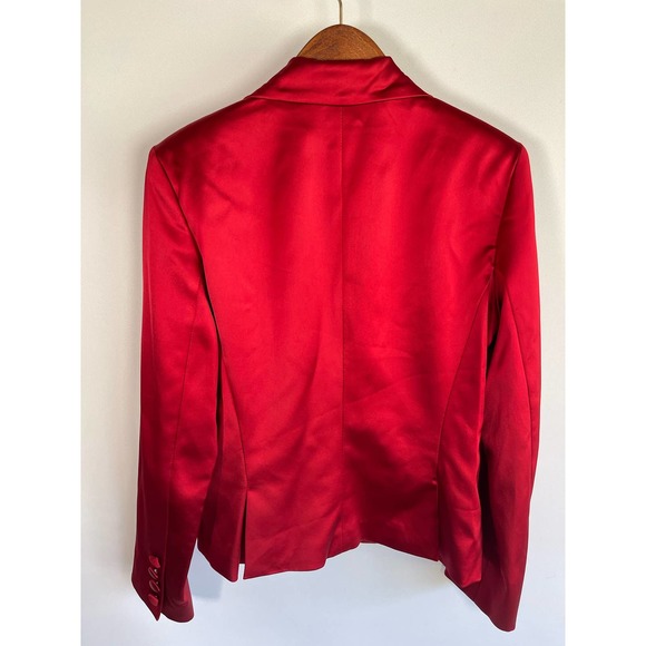 ABS Collection Allen Schwartz Red Satin Blazer Jacket Women's Size 8 - Picture 7 of 14